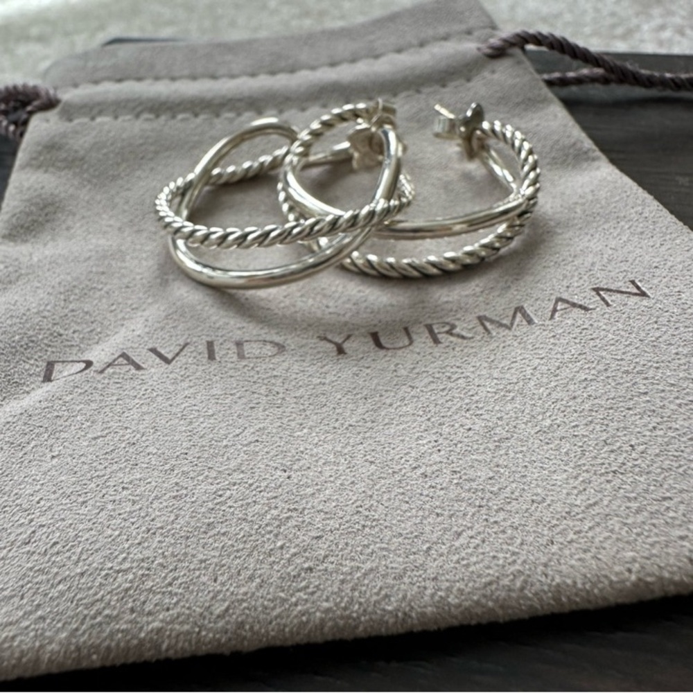 David Yurman Silver Hoop Earrings - Picture 3 of 6